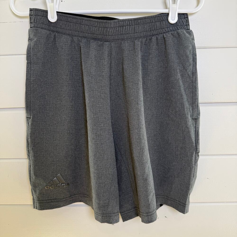 Adidas Climalite Athletic Shorts Mens Small Gray Drawstring Workout Athleisure